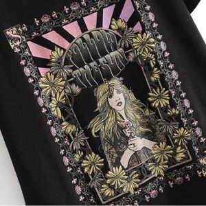 Follow The Sun Black Graphic Tee with Floral Design